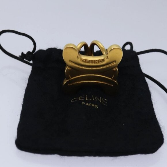 CELINE Triomphe Scarf Ring metal Gold Auth ar12111 - Picture 1 of 7